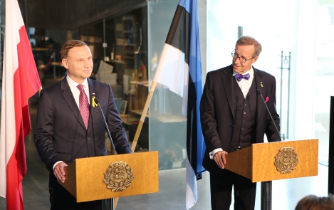 President Toomas Hendrik Ilves at the press conference with the President of Poland, Andrzej Duda at the Museum of Occupations, 23 August 2015
