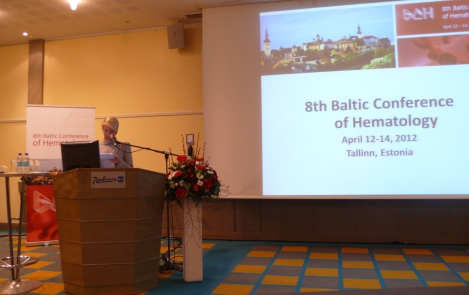 Evelin Ilves at the opening of the Baltic Conference of Hematology on 12 April 2012