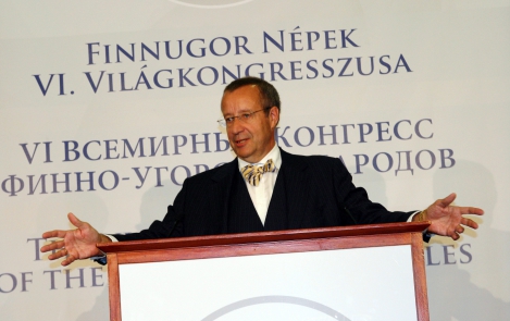 The President of Estonia, Toomas Hendrik Ilves at the VI World Congress of the Finno-Ugric Peoples Siófok, Hungary, 5 September 2012