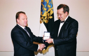 President Toomas Hendrik Ilves kohtumas Euroopa Judo liidu presidendi Marius Vizer'iga.