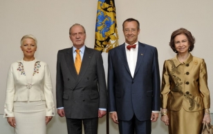 State Visit of the King and Queen of Spain. From left: Mrs Evelin Ilves, the King Juan Carlos, President Ilves, Queen Sofia