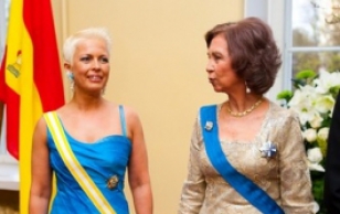 State Visit of the King and Queen of Spain. Official Dinner in the Estonia Concerthall: Mrs Evelin Ilves and the Queen Sofia