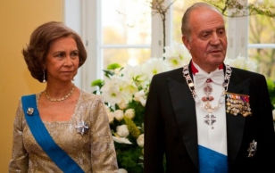 State Visit of the King and Queen of Spain. Official Dinner in the Estonia Concerthall: Queen Sofia and Juan Carlos, the King of Spain