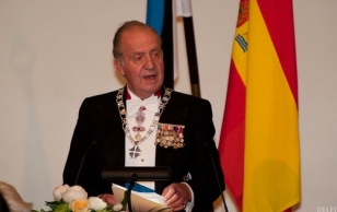 State Visit of the King and Queen of Spain. Official Dinner in the Estonia Concerthall: Juan Carlos, the King of Spain, giving the speech