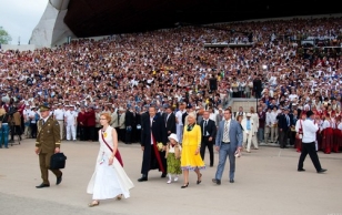 President Ilves and familly at the Song Festival