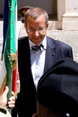 The President of the Republic of Estonia Toomas Hendrik Ilves on arrival at the Palazzo del Quirinale, during the official visit to Italy