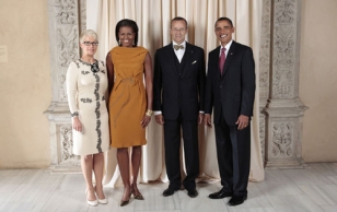 President Ilves and Evelin Ilves meet with the President of the United States, Barack Obama, and Michelle Obama in New York