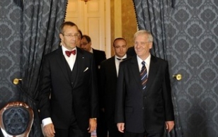 Meeting of President Toomas Hendrik Ilves and the President of Hungar, László Sólyom, at the Sandor Palace in Budapest