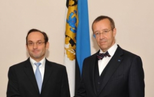 President Ilves receives the credentials of the Ambassador of the Republic of France,  Frédéric Billet