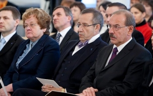 (front row from the right): Chief Justice of the Supreme Court, Mr. Märt Rask; President of Estonia, Mr. Toomas Hendrik Ilves; Speaker of the Riigikogu, Mrs. Ene Ergma; Minister of Social Affairs, Mr. Hanno Pevkur