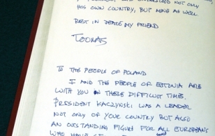 President's message in book of condolence for the victims of the Polish plane crash