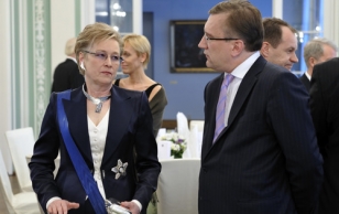 Mrs. Helle Meri and Mr. Juhan Parts, Minister of Economic Affairs and Communications.