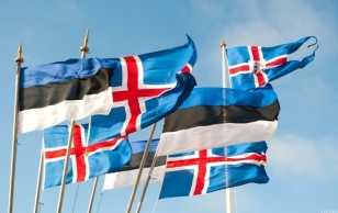 Flags of Estonia and Iceland.