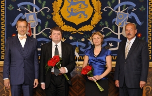 President Ilves appointed Mrs. Monika Laatsit and Mr. Innokenti Menshikov judges of the Court of First Instance as of August 1, 2010. (1st right) Chief Justice Märt Rask.