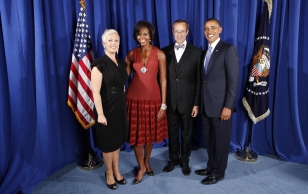 President Ilves ja proua Evelin Ilves koos USA presidendi Barack Obama ja esimese leedi Michelle Obamaga 23. septembril New Yorgis toimunud vastuvõtul