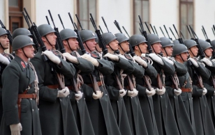Soldiers of the Austrian honour guard are pictured before a weloming ceremony for Estonian President Toomas Hendrik's visit on November 23, 2010 in Austria.