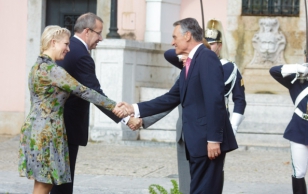 Evelin Ilves, president Toomas Hendrik Ilves ja Portugali president Aníbal Cavaco Silva