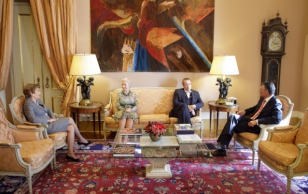 Portugali presidendi abikaasa Maria Cavaco Silva, Evelin Ilves, president Toomas Hendrik Ilves ja Portugali president Aníbal Cavaco Silva