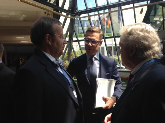 President Toomas Hendrik Ilves ja Soome rahandusminister Alex Stubb Berliinis, CDU majanduskonverentsil.