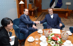 Gruusia suursaadik Eestis, Tea Akhvlediani, Gruusia välisminister Mihheil Džanelidze ja president Toomas Hendrik Ilves.