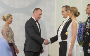 Aasta vastutustundliku ettevõtte auhinna laureaat 2015, Playtech Estonia OÜ juht Ivo Lasn ja proua Kristi Lasn.